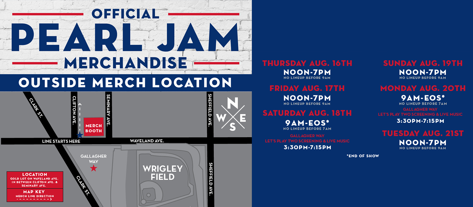 Pearl Jam - Wrigley Field Official Merch Info